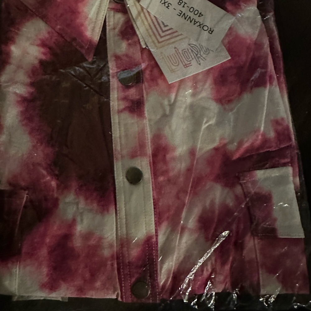 LuLaRoe Roxanne Snap Tank / Sleeveless Women's 3X Pink and White Tie-Dye - NWT - Picture 2 of 5